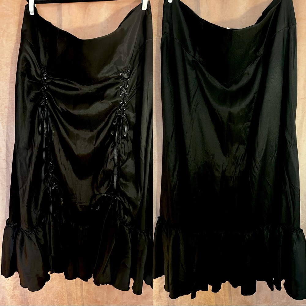 Black gothic 4X Halloween lace up bustle skirt renaissance Victorian goth punk +